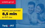 Po prawej stronie para śmiejących się ludzi. Z lewej strony u góry napis podatki.gov.pl. Poniżej, w żółtej ramce napis 