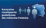 Grafika granatowy kolor napis Korzystne rozwiązania podatkowe dla milionów Polaków.
