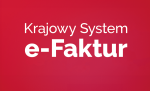 Grafika z napisem Krajowy System e-Faktur - czerwone tło.
