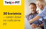 Uśmiechnięta para i napis 30 kwietnia ostatni dzień na rozliczenie PIT