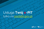 Klawiatura komputera i na tym napis usługa Twój e-PIT tylko na podatki.gov.pl